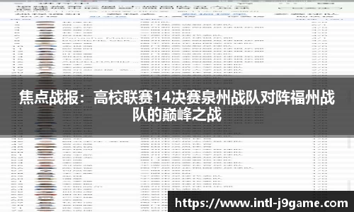 焦点战报：高校联赛14决赛泉州战队对阵福州战队的巅峰之战